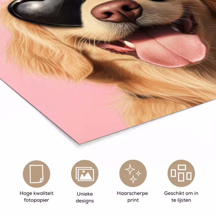 Zonnebril - Hartjes - Hond - Valentijn poster papier klein -closeup_NL