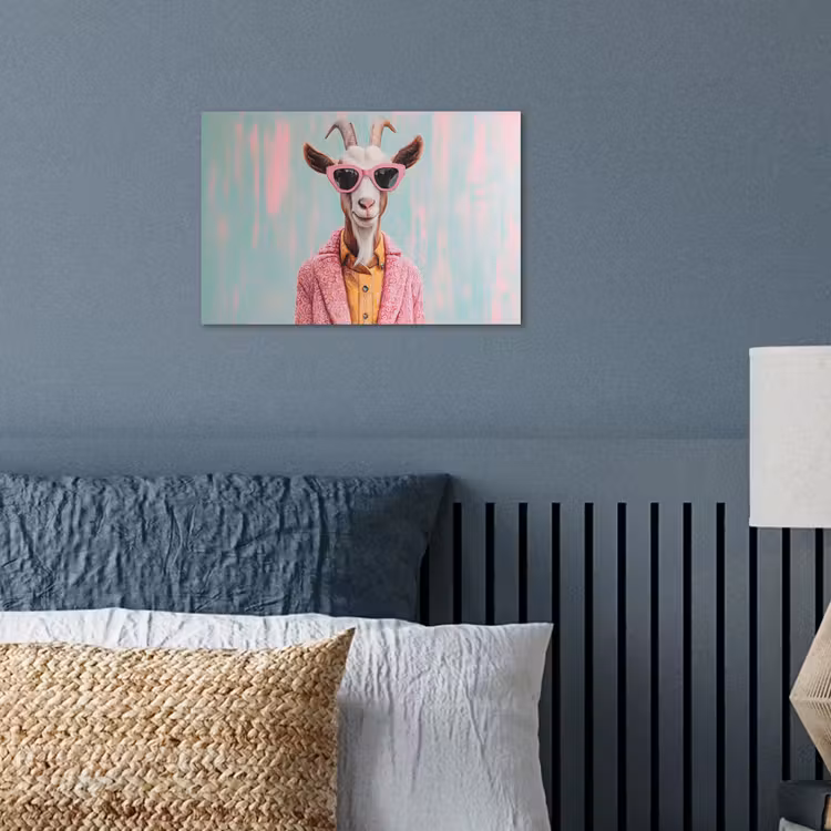 Zonnebril - Roze - Geit - Horen poster papier klein -sfeer2