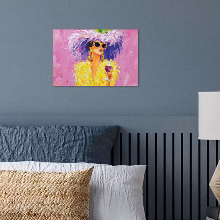 Zonnebril - Vrouw - Jas - Veren poster papier klein -sfeer2