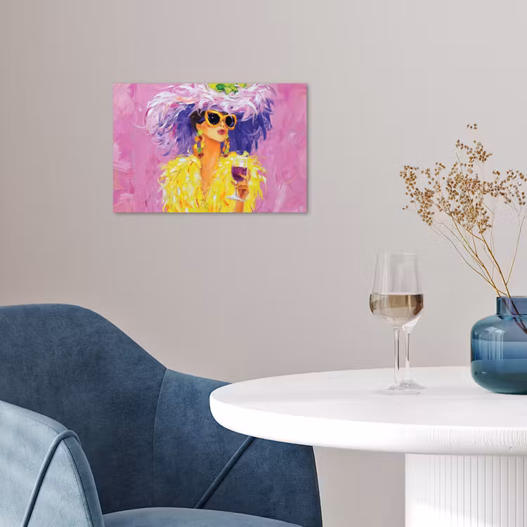 Zonnebril - Vrouw - Jas - Veren poster papier klein -sfeer3