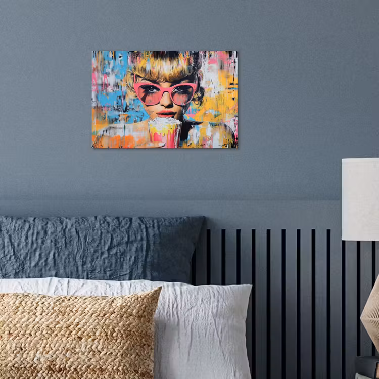 Zonnebril - Vrouw - Kleurrijk - Verfspetters poster papier klein -sfeer2