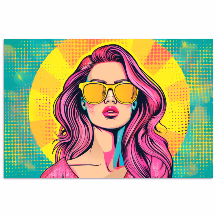 Zonnebril - Vrouw - Zonnig - Geel poster papier klein -3d