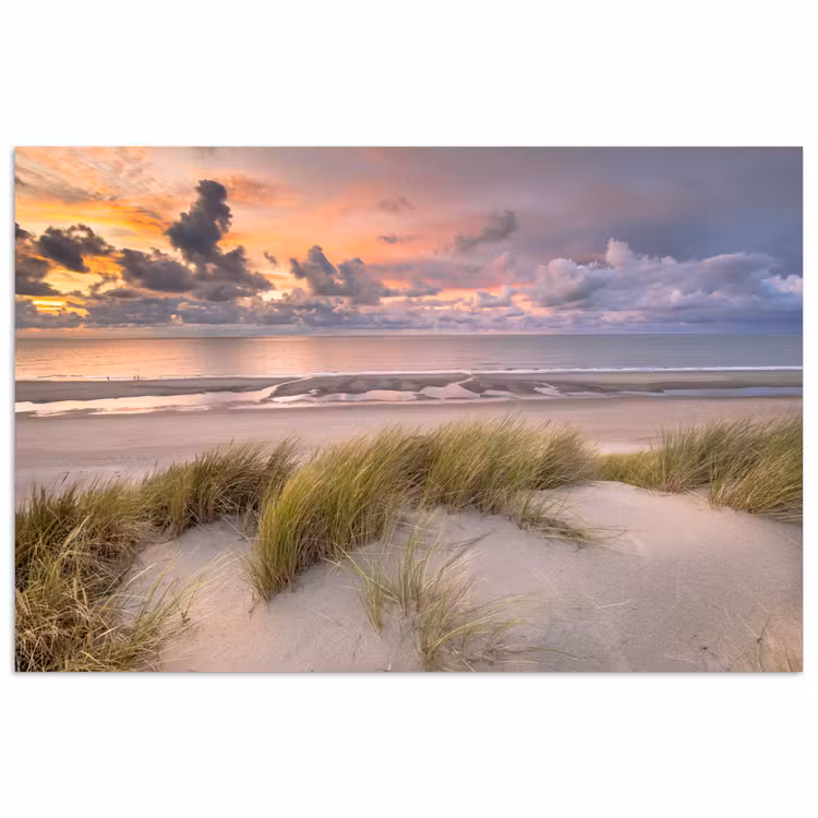 Zonsondergang - Duin - Strand - Planten - Zee poster papier klein -3d
