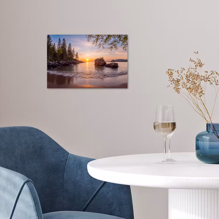 Zonsondergang - Kust - Water - Natuur - Oranje poster papier klein -sfeer3