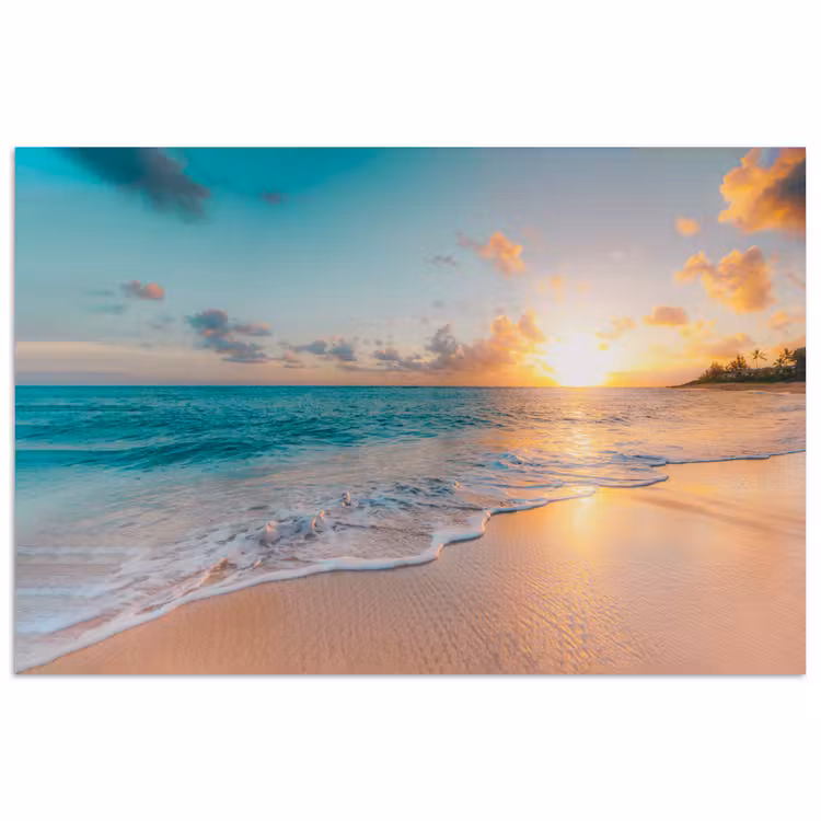 Zonsondergang - Strand - Zee - Zomer - Blauw poster papier klein -3d