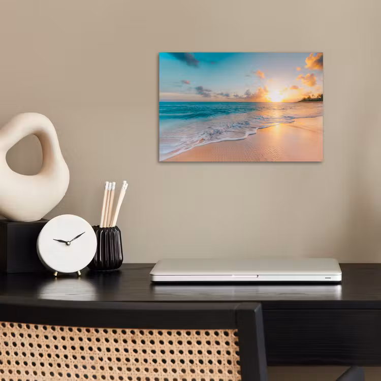 Zonsondergang - Strand - Zee - Zomer - Blauw poster papier klein -sfeer1
