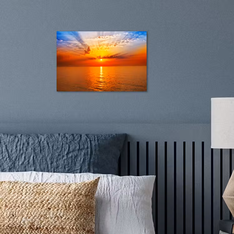 Zonsondergang - Zee - Lucht - Oranje - Horizon - Water poster papier klein -sfeer2
