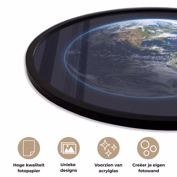 Ronde fotolijst - Aarde - Ruimte - Kosmos - Aarde - Ruimte - Kosmos Fotolijst rond zonder passe partout klein