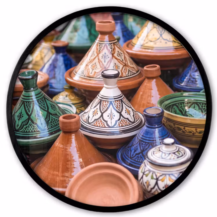 Ronde fotolijst - Aardewerk - Kleurrijk - Patroon - Aardewerk - Kleurrijk - Patroon Fotolijst rond zonder passe partout klein