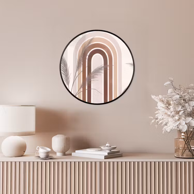 Abstract - Bogen - Plant - Boho - Beige Fotolijst rond zonder passe partout klein -sfeer3
