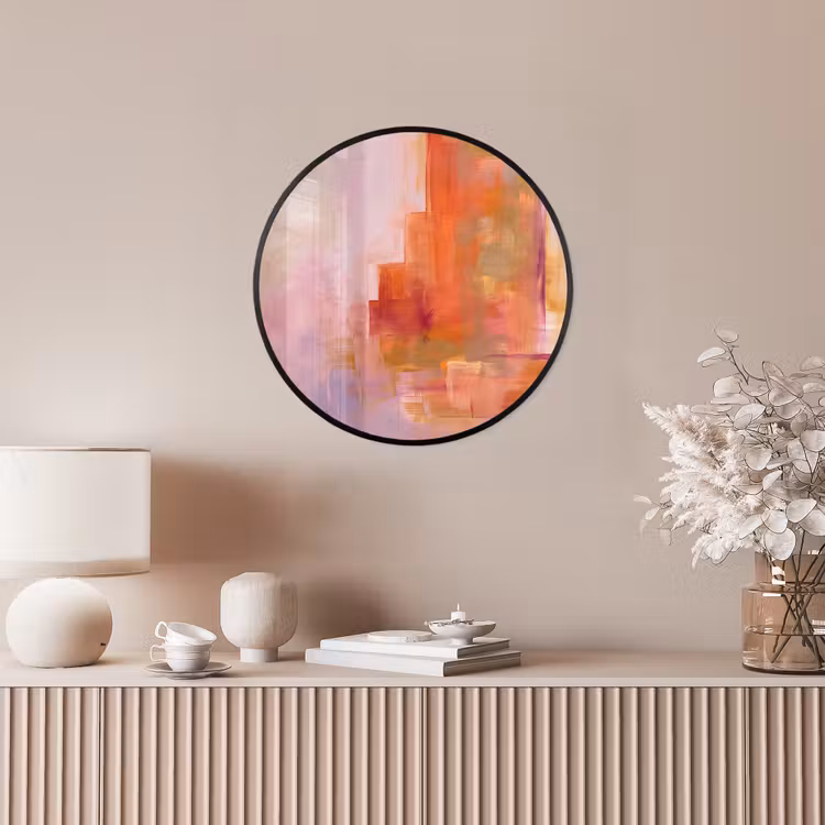 Abstract - Borstelstreken - Kunst - Paars - Goud Fotolijst rond zonder passe partout klein -sfeer3
