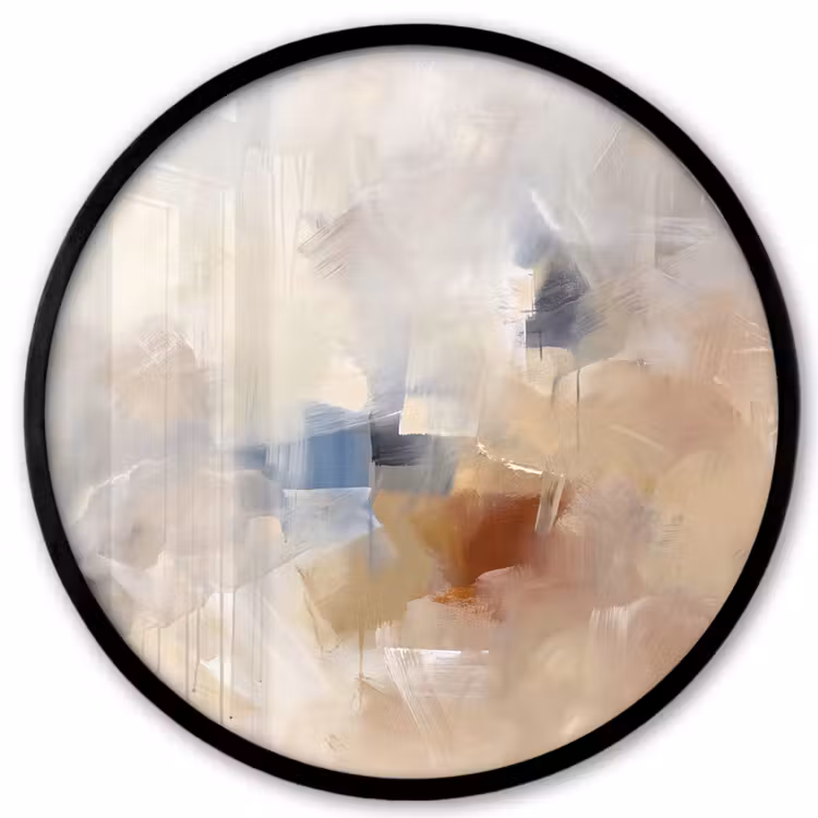 Abstract - Borstelstreken - Modern - Beige - Kunst Fotolijst rond zonder passe partout klein -3d