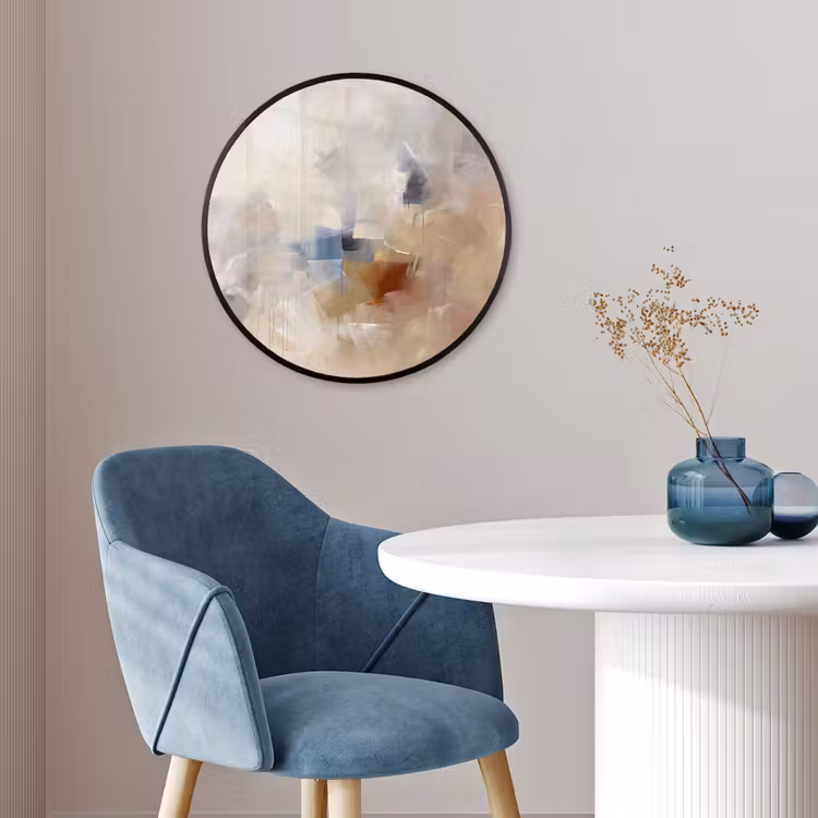 Abstract - Borstelstreken - Modern - Beige - Kunst Fotolijst rond zonder passe partout klein -sfeer2