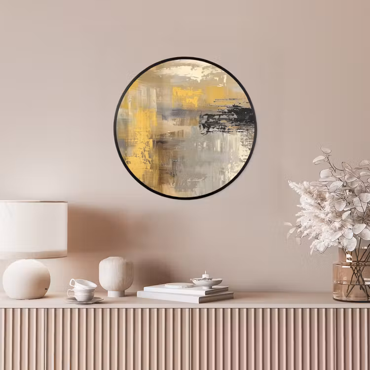 Abstract - Geel - Modern - Beige Fotolijst rond zonder passe partout klein -sfeer3