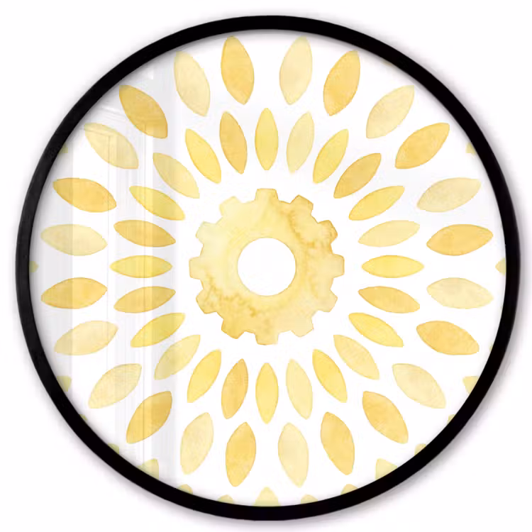 Abstract - Geometrisch - Stralend - Geel Fotolijst rond zonder passe partout klein -3d