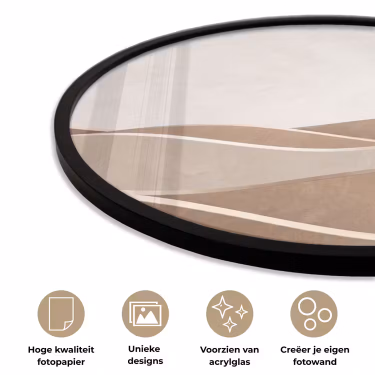Abstract - Golven - Modern - Beige Fotolijst rond zonder passe partout klein -closeup_NL