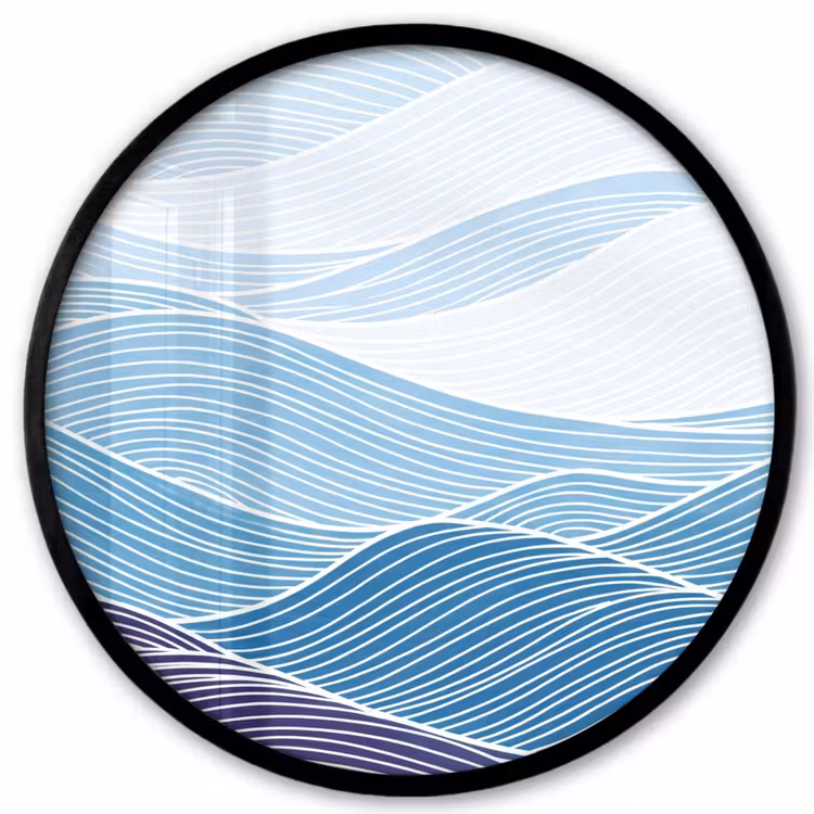 Abstract - Golven - Patroon - Blauw - Modern Fotolijst rond zonder passe partout klein -3d