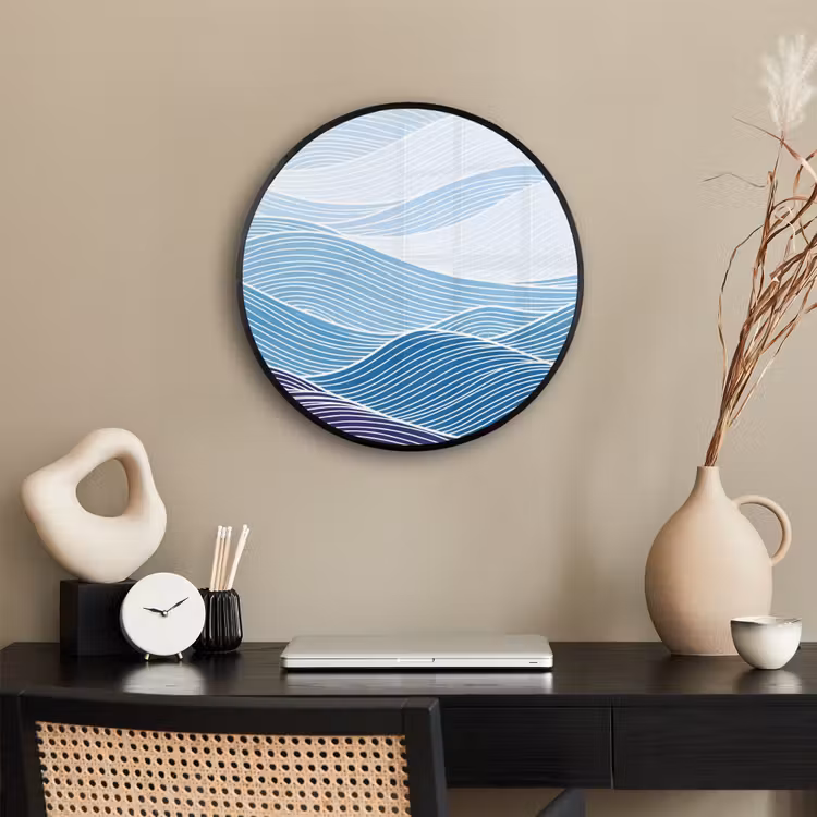 Abstract - Golven - Patroon - Blauw - Modern Fotolijst rond zonder passe partout klein -sfeer1
