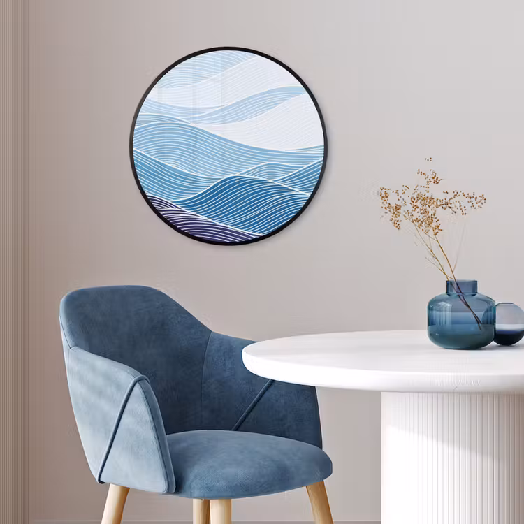 Abstract - Golven - Patroon - Blauw - Modern Fotolijst rond zonder passe partout klein -sfeer2