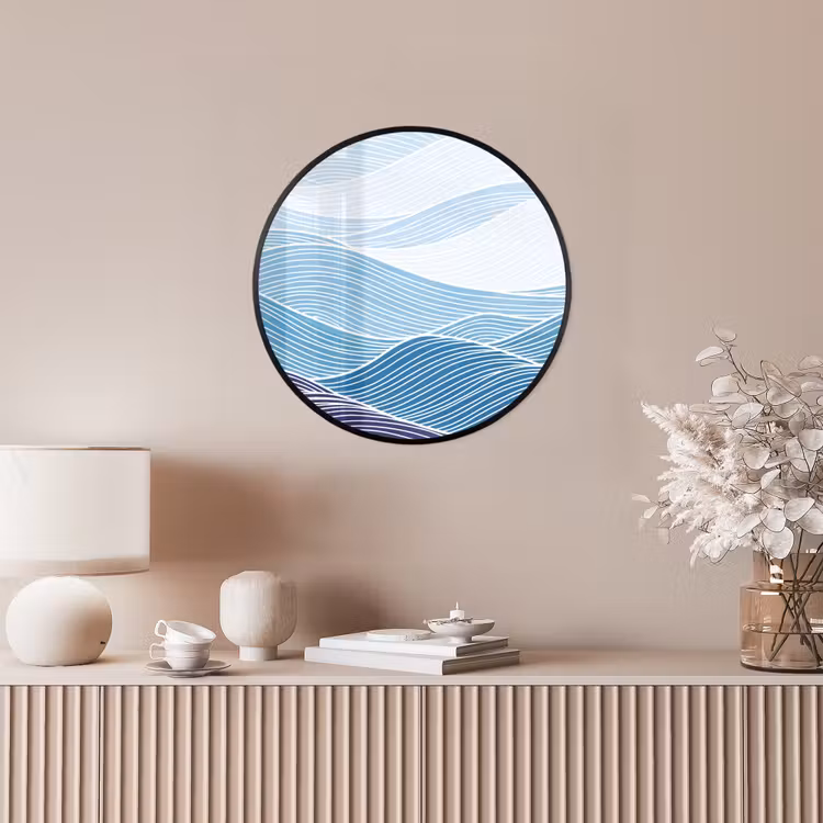 Abstract - Golven - Patroon - Blauw - Modern Fotolijst rond zonder passe partout klein -sfeer3