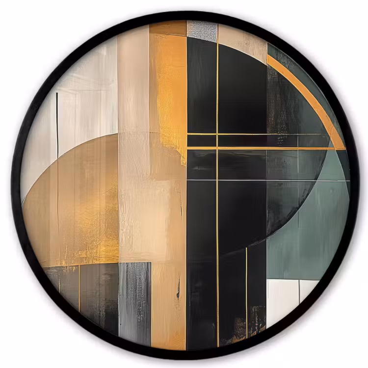 Abstract - Goud - Brons - Groen - Vormen - Modern Fotolijst rond zonder passe partout klein -3d