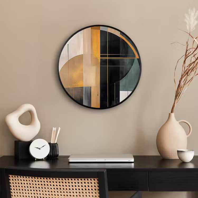 Abstract - Goud - Brons - Groen - Vormen - Modern Fotolijst rond zonder passe partout klein -sfeer1