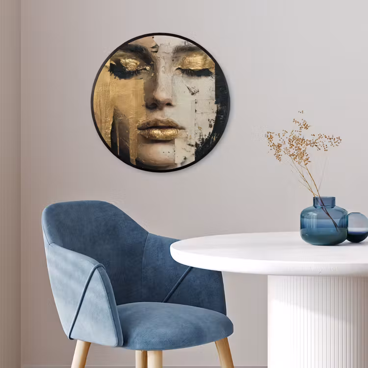 Abstract - Goud - Gezicht - Lippen Fotolijst rond zonder passe partout klein -sfeer2