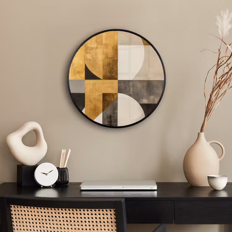 Abstract - Goud - Grijs - Vormen - Geometrisch Fotolijst rond zonder passe partout klein -sfeer1