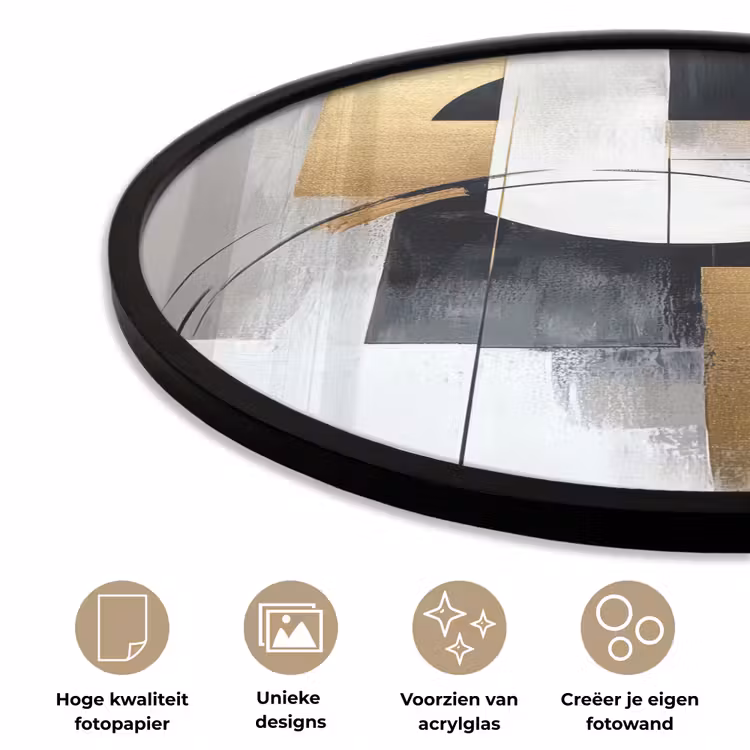 Abstract - Goud - Zilver - Vormen - Aesthetic Fotolijst rond zonder passe partout klein -closeup_NL