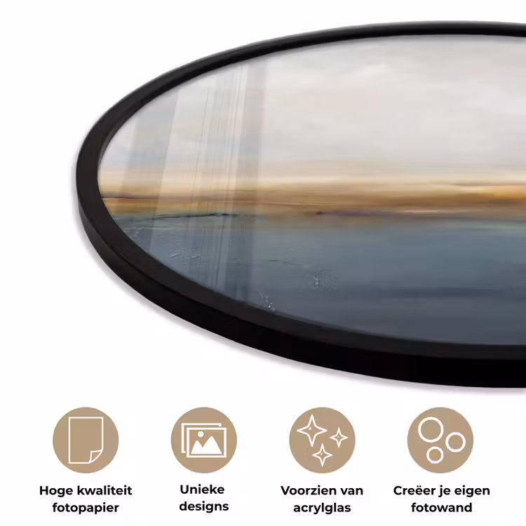 Abstract - Horizon - Water - Modern - Beige Fotolijst rond zonder passe partout klein -closeup_NL