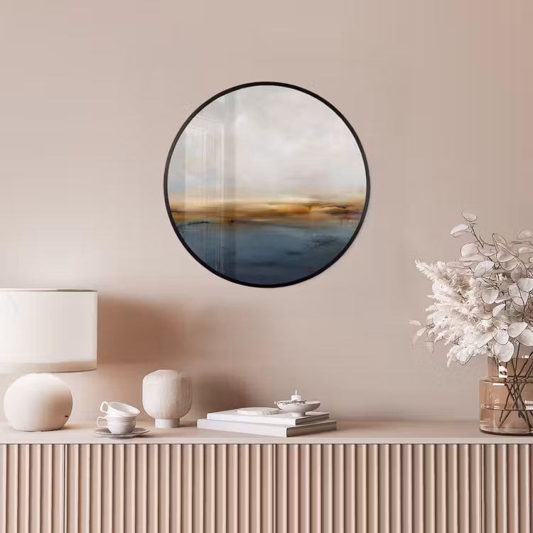 Abstract - Horizon - Water - Modern - Beige Fotolijst rond zonder passe partout klein -sfeer3