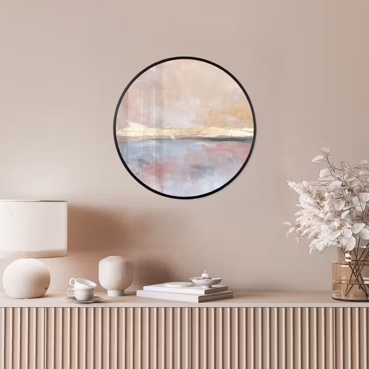 Abstract - Horizontaal - Kunst - Roze - Goud Fotolijst rond zonder passe partout klein -sfeer3