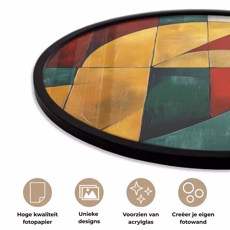 Abstract - Kerst - Goud - Rood - Groen Fotolijst rond zonder passe partout klein -closeup_NL