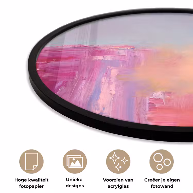 Abstract - Kleuren - Modern - Roze Fotolijst rond zonder passe partout klein -closeup_NL