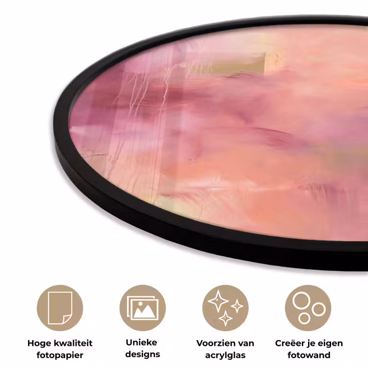 Abstract - Kleuren - Modern - Roze - Paars Fotolijst rond zonder passe partout klein -closeup_NL