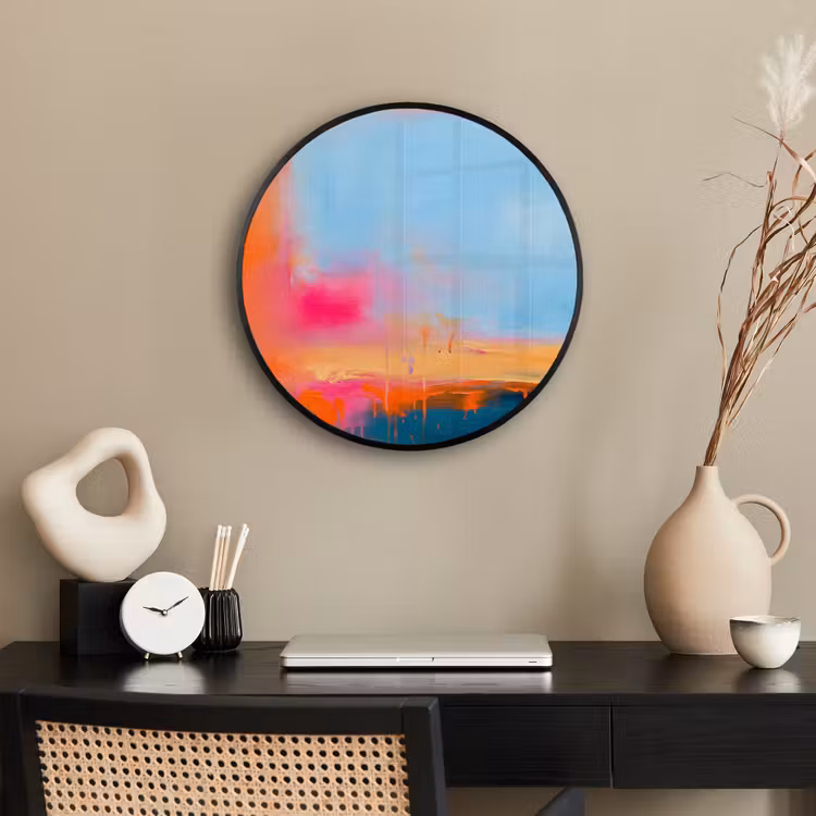 Abstract - Kleurvlakken - Modern - Oranje - Blauw Fotolijst rond zonder passe partout klein -sfeer1