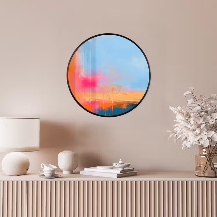Abstract - Kleurvlakken - Modern - Oranje - Blauw Fotolijst rond zonder passe partout klein -sfeer3