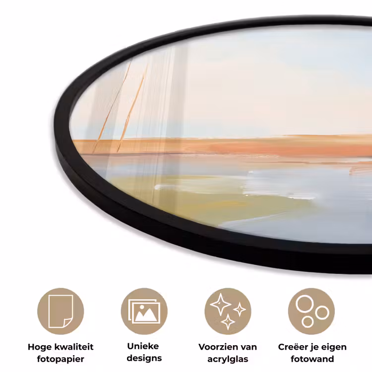 Abstract - Landschap - Horizon - Modern - Kleurrijk Fotolijst rond zonder passe partout klein -closeup_NL
