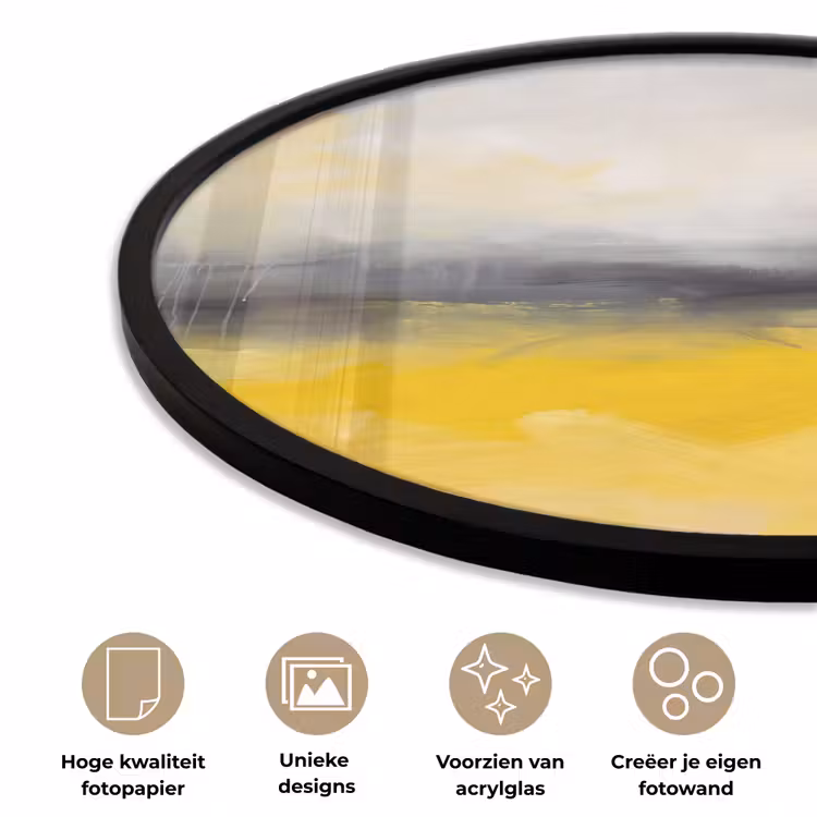 Abstract - Landschap - Modern - Geel Fotolijst rond zonder passe partout klein -closeup_NL