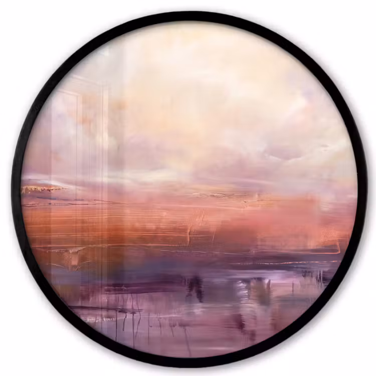 Abstract - Landschap - Modern - Paars - Oranje Fotolijst rond zonder passe partout klein -3d