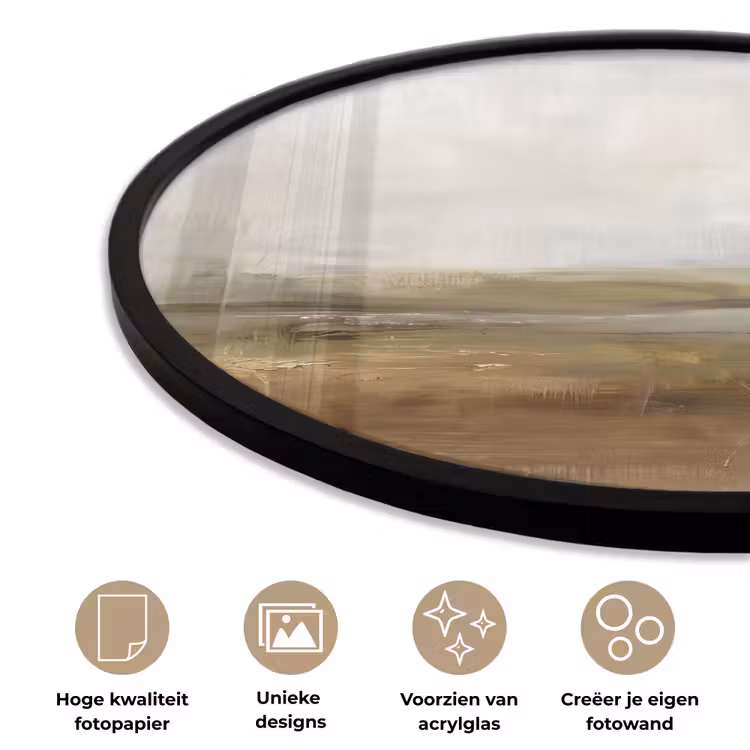 Abstract - Landschap - Natuur - Beige - Bruin Fotolijst rond zonder passe partout klein -closeup_NL