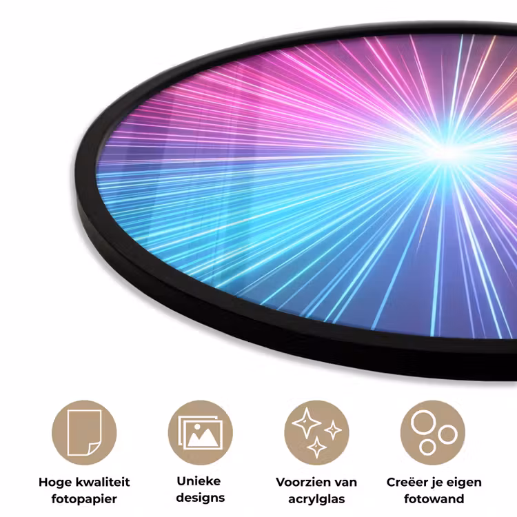 Abstract - Light - Burst - Modern - Colorful Fotolijst rond zonder passe partout klein -closeup_NL