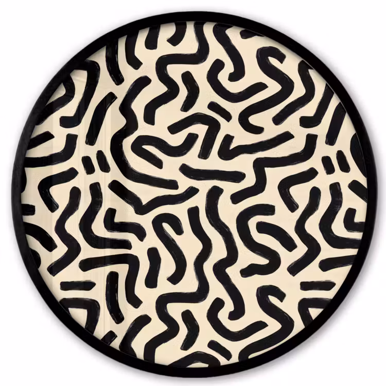 Abstract - Lijnen - Zwart Fotolijst rond zonder passe partout klein 856 -3d
