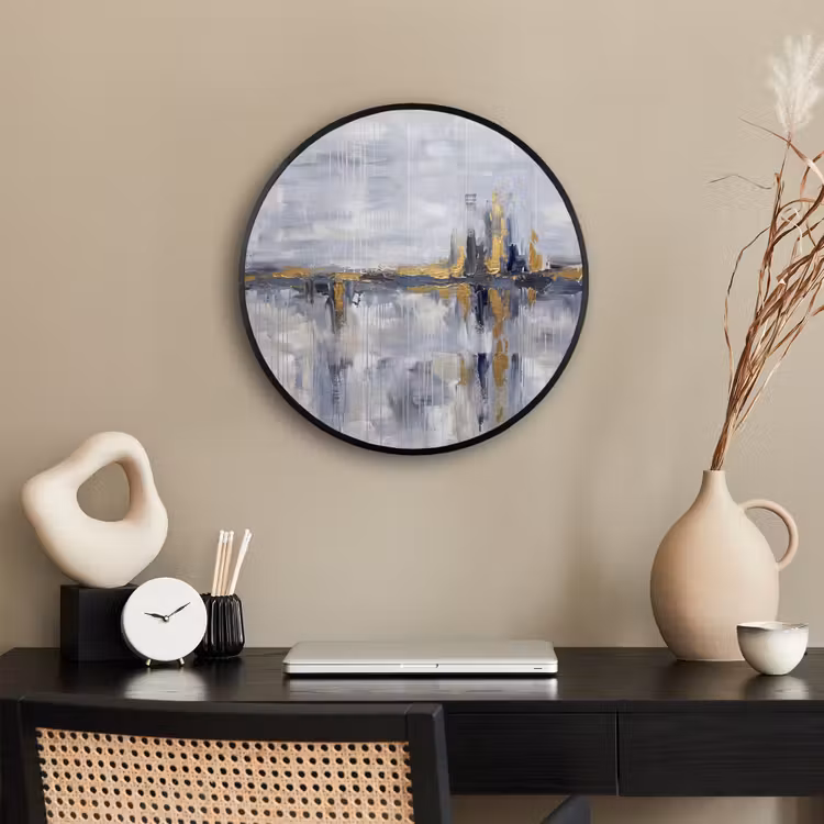 Abstract - Structuur - Goud - Grijs - Modern Fotolijst rond zonder passe partout klein -sfeer1