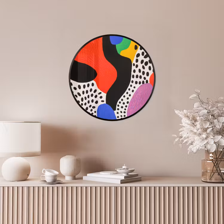 Abstract - Vormen - Kleuren - Stippen Fotolijst rond zonder passe partout klein -sfeer3