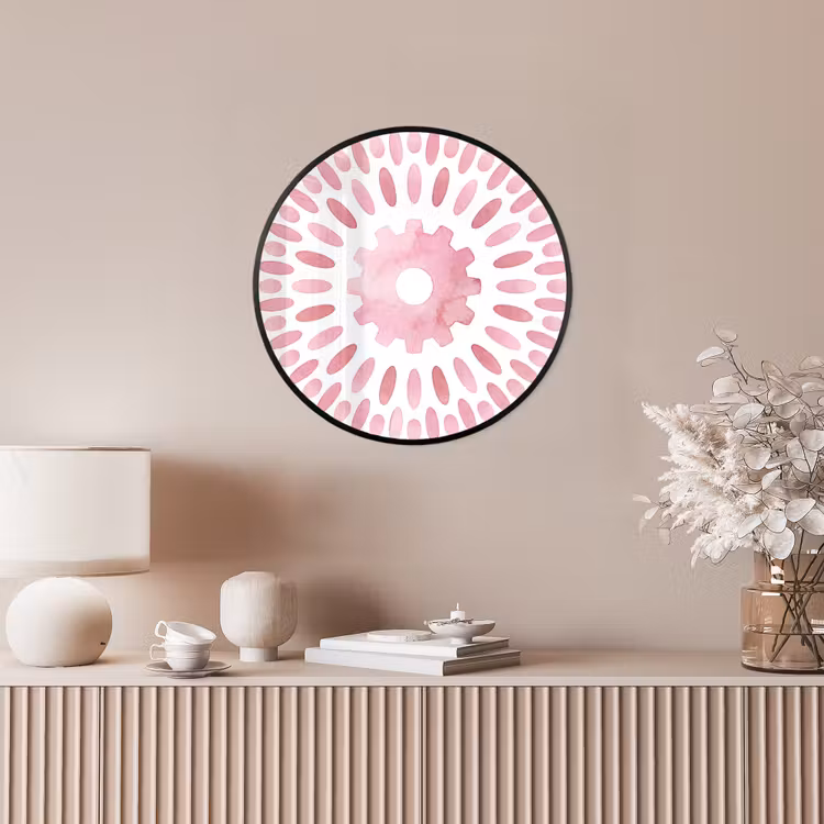 Abstract - Vormen - Patroon - Aquarel - Roze Fotolijst rond zonder passe partout klein -sfeer3