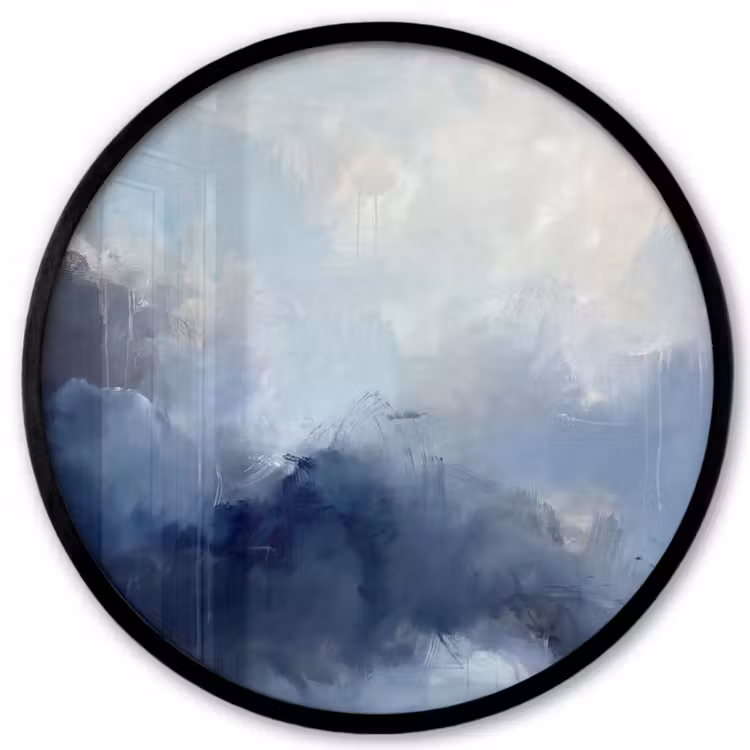Abstract - Wolken - Modern - Blauw - Kunst Fotolijst rond zonder passe partout klein -3d