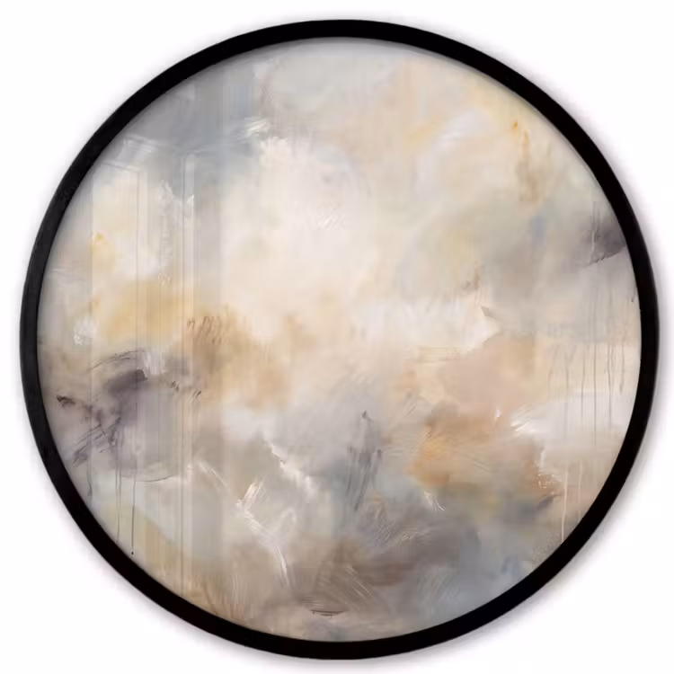Abstract - Wolken - Sfeervol - Beige - Grijs Fotolijst rond zonder passe partout klein -3d
