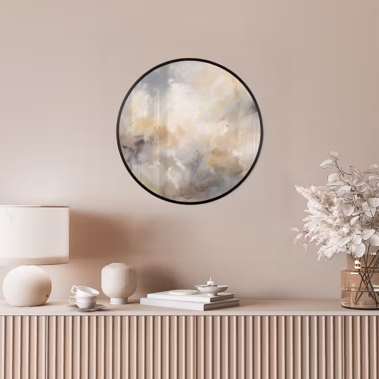 Abstract - Wolken - Sfeervol - Beige - Grijs Fotolijst rond zonder passe partout klein -sfeer3