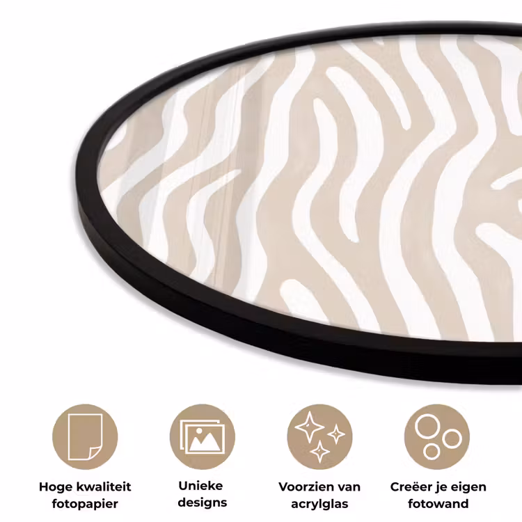 Abstract - Zebra - Beige Fotolijst rond zonder passe partout klein 856 -closeup_NL
